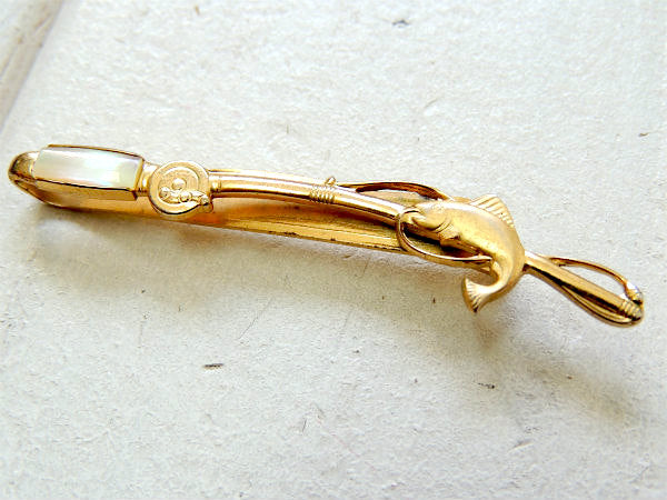 【ANSON・フライフィッシング】ロッド・リール・釣り・フィッシュ・モチーフ・ヴィンテージ・タイピン