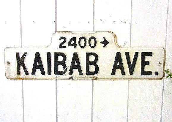【KAIBAB Ave】ホーロー製・ヴィンテージ・ストリートサイン/街路サイン　USA