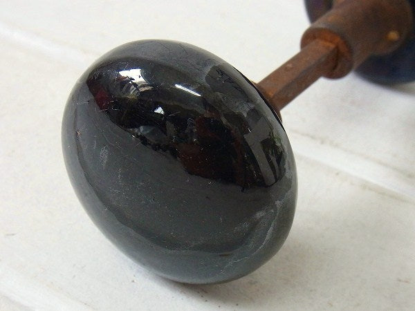 【1920~30's】黒ガラス・ブラック硝子・アンティーク・ドアノブ・USA/住宅建材・店舗・DIY