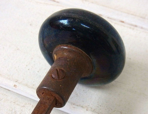 【1920~30's】黒ガラス・ブラック硝子・アンティーク・ドアノブ・USA/住宅建材・店舗・DIY