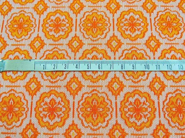 オレンジ色のレトロな花柄・デッドストック・ヴィンテージ・ファブリック/生地 USA