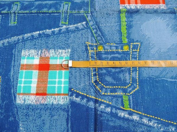 インディゴブルー・デニム柄×チェック柄・デッドストック未使用・ヴィンテージ・ファブリック