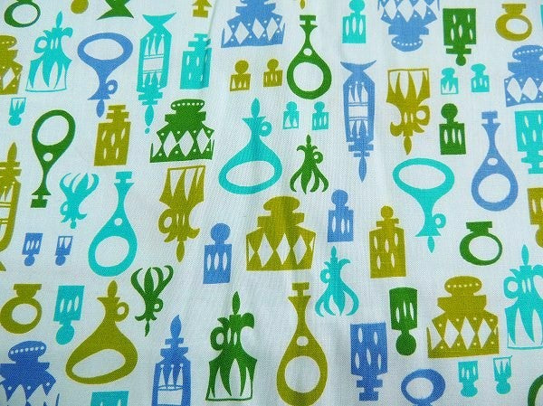 ミッドセンチュリー・デカンタ柄・デッドストック未使用・ヴィンテージ・ファブリック・生地・テキスタイル