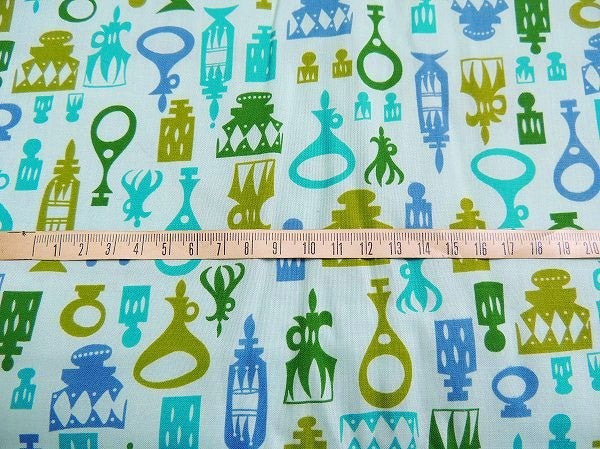 ミッドセンチュリー・デカンタ柄・デッドストック未使用・ヴィンテージ・ファブリック・生地・テキスタイル