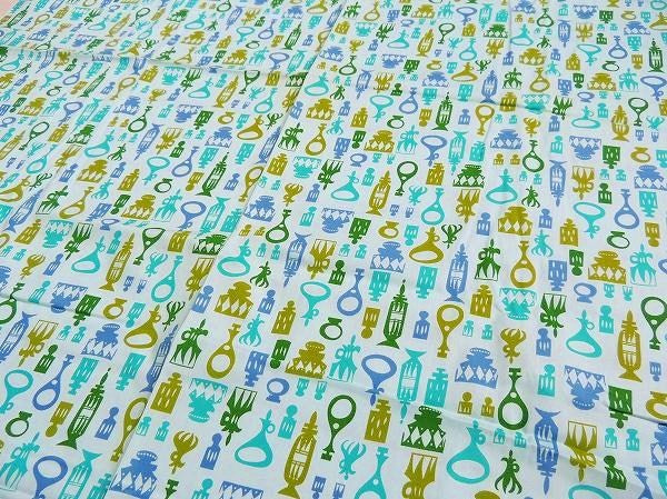 ミッドセンチュリー・デカンタ柄・デッドストック未使用・ヴィンテージ・ファブリック・生地・テキスタイル