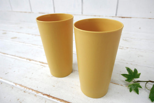 US タッパーウェア マスタード ヴィンテージ タンブラー コップ 2個セット キャンプ道具
