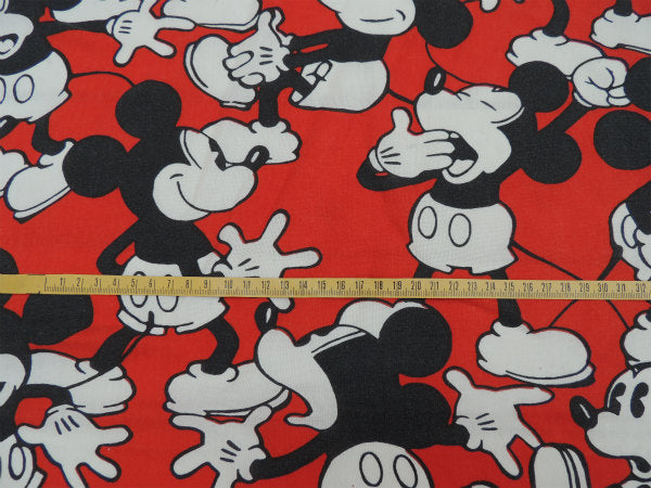 【ミッキーマウス】USA・ディズニー・ミッキーの総柄・ヴィンテージ・ユーズドシーツ(ボックスタイプ)