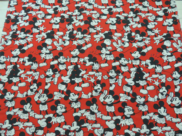 【ミッキーマウス】USA・ディズニー・ミッキーの総柄・ヴィンテージ・ユーズドシーツ(ボックスタイプ)