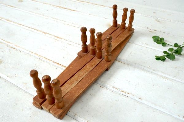 レトロ・木製・壁掛け・伸縮式・ヴィンテージ・ハットラック・コートフック・ウォールフック