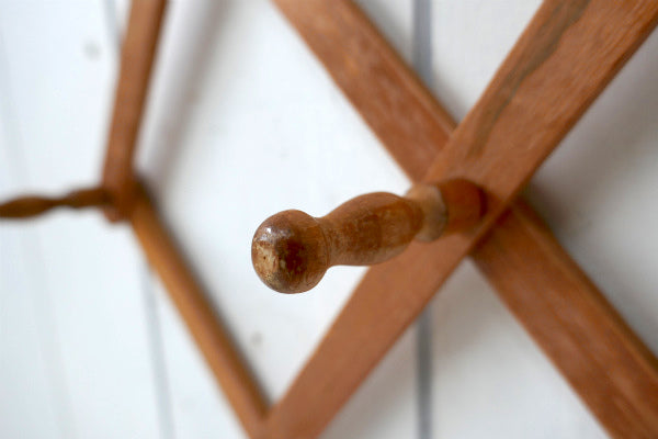 レトロ・木製・壁掛け・伸縮式・ヴィンテージ・ハットラック・コートフック・ウォールフック