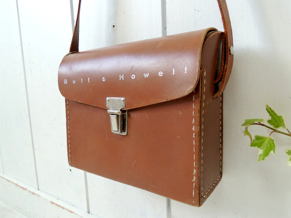 【Bell&Howell・カメラケース・USA】アンティーク・革・ショルダーバッグ鞄/カバン