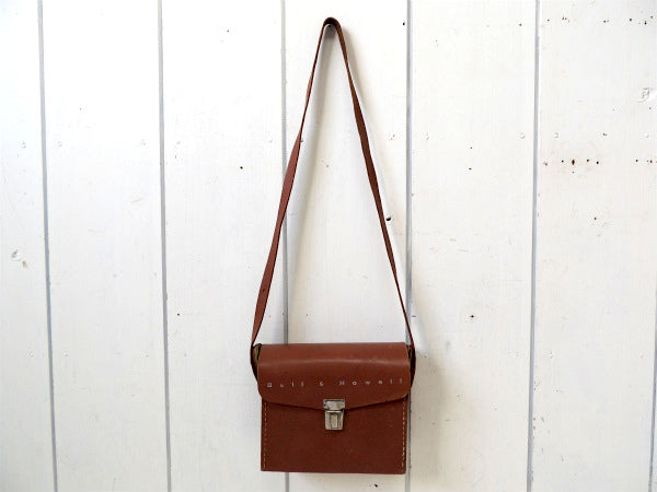 【Bell&Howell・カメラケース・USA】アンティーク・革・ショルダーバッグ鞄/カバン