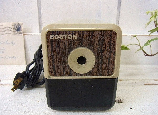 【BOSTON】ウッド柄・ヴィンテージ・電動鉛筆削り/ペンシルシャープナー/鉛筆削機 USA
