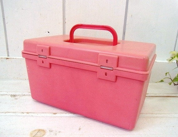 【WILSON】ピンク色・2段式・ヴィンテージ・ソーイングボックス/裁縫箱/手芸 USA