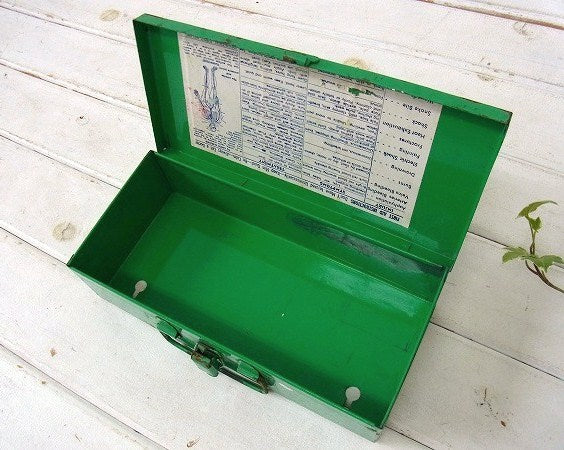 【FIRST AID KIT】緑色のシャビーなヴィンテージ・救急箱/ファーストエイド USA