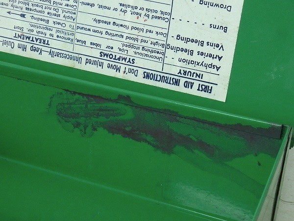 【FIRST AID KIT】緑色のシャビーなヴィンテージ・救急箱/ファーストエイド USA