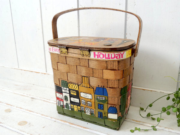 【Caro Nan】1973年・ヨーロッパ・トラベルシリーズ・木製・ヴィンテージ・カロナンバスケット