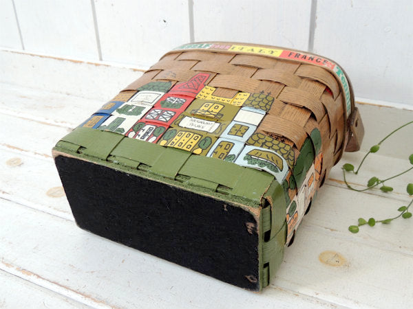 【Caro Nan】1973年・ヨーロッパ・トラベルシリーズ・木製・ヴィンテージ・カロナンバスケット