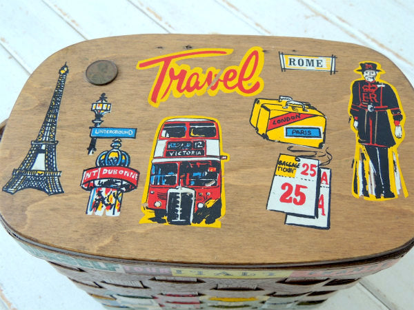 【Caro Nan】1973年・ヨーロッパ・トラベルシリーズ・木製・ヴィンテージ・カロナンバスケット