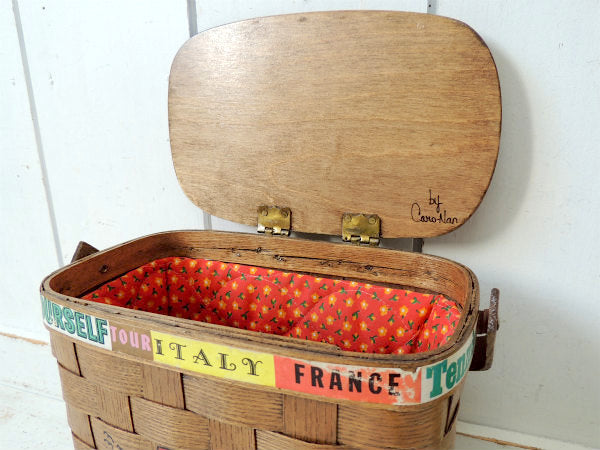 【Caro Nan】1973年・ヨーロッパ・トラベルシリーズ・木製・ヴィンテージ・カロナンバスケット