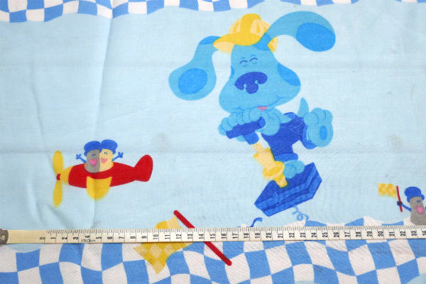 【ブルーズ クルーズ】子犬のブルー×チェッカーフラッグ・ユーズドシーツ(フラットタイプ)  USA