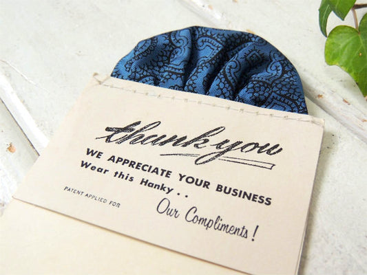 【Old Hickory】ブルー・ペイズリー柄・紳士用・ヴィンテージ・ポケットチーフ・アクセサリー⑤