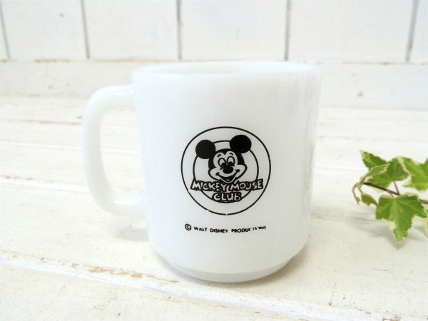 【ミッキーマウスクラブ】リビーグラス社・ミルクガラス製・ヴィンテージ・マグカップ/ハニービー