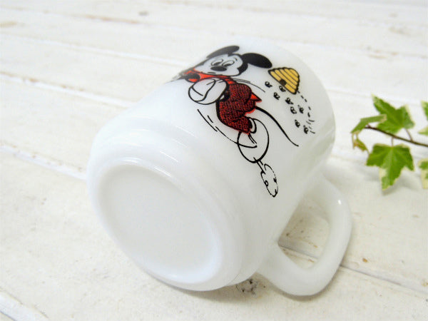 【ミッキーマウスクラブ】リビーグラス社・ミルクガラス製・ヴィンテージ・マグカップ/ハニービー