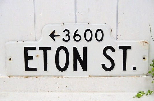 ←3600 ETON ST ホーロー製・ヴィンテージ・ストリートサイン 街路 看板 USA