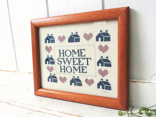 HOME SWEET HOME 木製フレーム・カントリー ビンテージ・刺繍フレーム・サンプラー・飾り