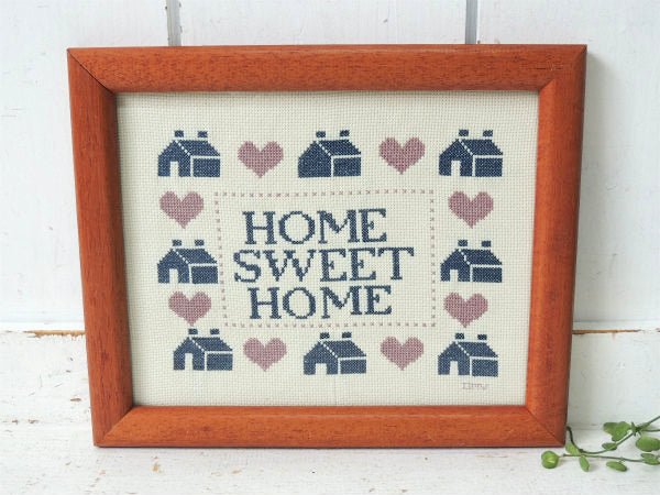 HOME SWEET HOME 木製フレーム・カントリー ビンテージ・刺繍フレーム・サンプラー・飾り