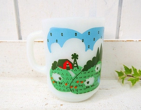 【Fire King】ファイヤーキング・メドウズ・羊&牧場柄・マグカップⅢ　USA