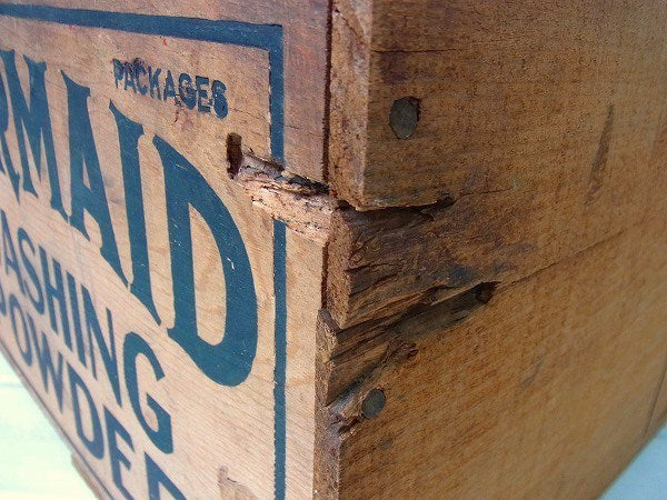 【MERNAID WASHING POWDER】洗剤のアンティーク・ウッドボックス/木箱　USA