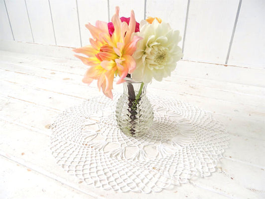 ホワイトカラー ハンドメイド クロシェレース デッドストック未使用 アンティーク ドイリー 大判