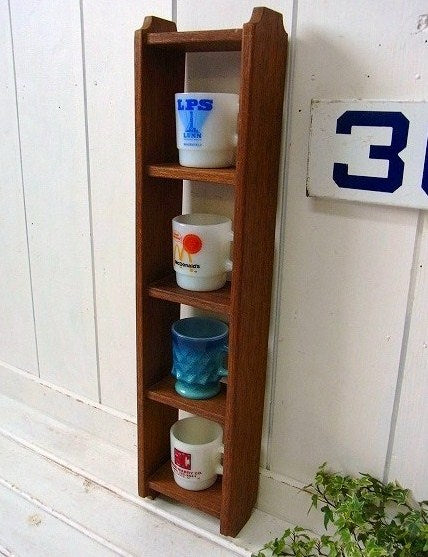 アンティーク・木製・ウッド4段シェルフ　飾り棚　ウォールシェルフ USA