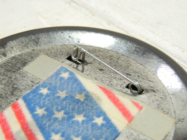 1981s【カリフォルニア STATE CHILI】星条旗リボン付き・ヴィンテージ・缶バッジ・USA