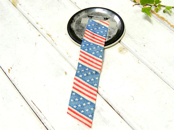 1981s【カリフォルニア STATE CHILI】星条旗リボン付き・ヴィンテージ・缶バッジ・USA