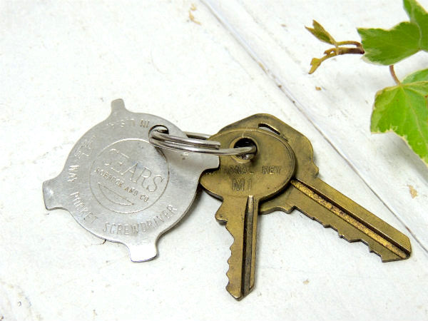 シアーズ&クラフトマン・4way・ドライバー・DIY・ヴィンテージ・工具・キーホルダー・真鍮・鍵2本