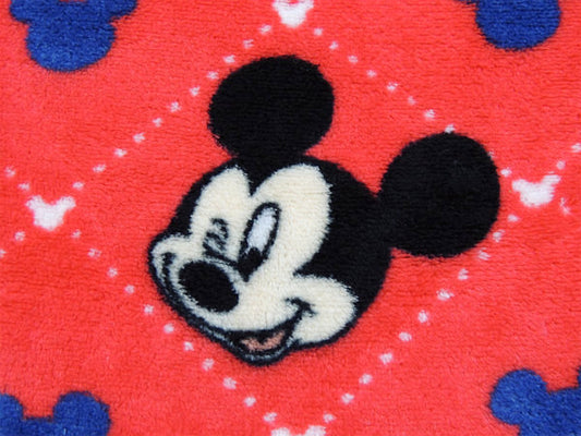 【ミッキーマウス】ディズニー・赤色・マイクロフリース生地/ファブリック/未使用品/152×94㎝