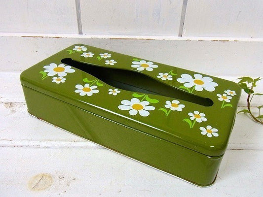 【ランズバーグ】花柄・ティン製・アンティーク・ティッシュペーパーケース　USA