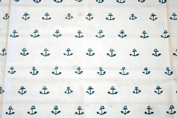 ローラアシュレイ Laura Ashley イカリ マリン柄 USED ハーフシーツ(上半分)