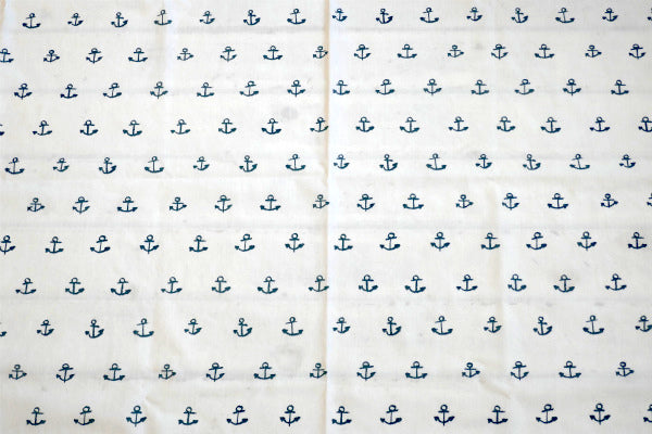 ローラアシュレイ Laura Ashley イカリ マリン柄 USED ハーフシーツ(上半分)