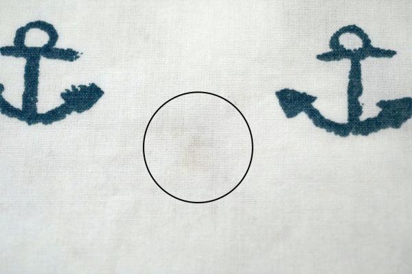 ローラアシュレイ Laura Ashley イカリ マリン柄 USED ハーフシーツ(上半分)