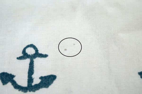 ローラアシュレイ Laura Ashley イカリ マリン柄 USED ハーフシーツ(上半分)