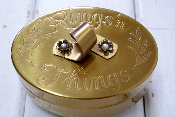 Rings'n Things ゴールドトーン 70s ビンテージ 宝石箱 トリンケットボックス US