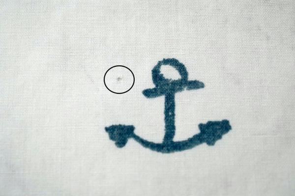 ローラアシュレイ Laura Ashley イカリ マリン柄 USED ハーフシーツ(下半分)