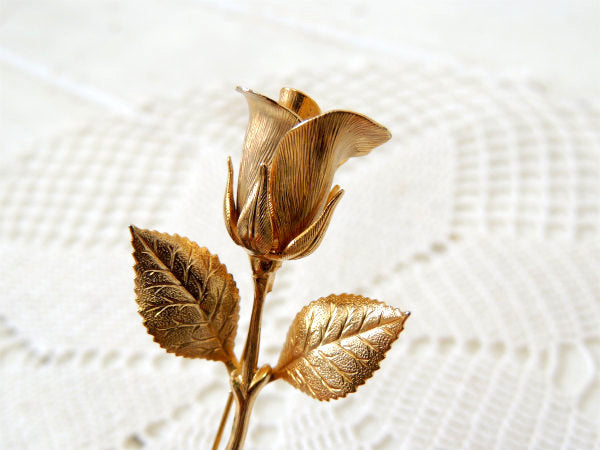 【レトロな薔薇】ゴールド色・お花モチーフ・ヴィンテージ・ブローチ・アクセサリー