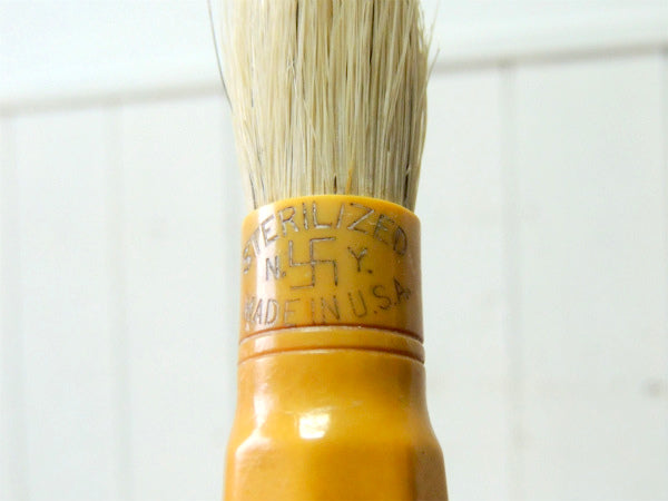 卍・sterilized BARBER ミラー+髭 ブラシ+ボウル・アンティーク・シェービングセット