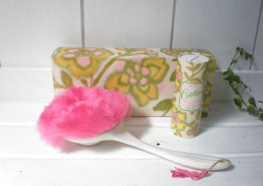 AVON 1960's ビューティー Cotillion BEAUTY DUST FOR FLUFF PUFF &パフセット ヴィンテージ ファッション USA