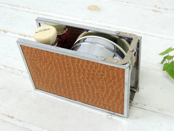 西ドイツ・BARBER ミラー 髭ブラシ ボウル・折り畳み・アンティーク・シェービングセット 床屋